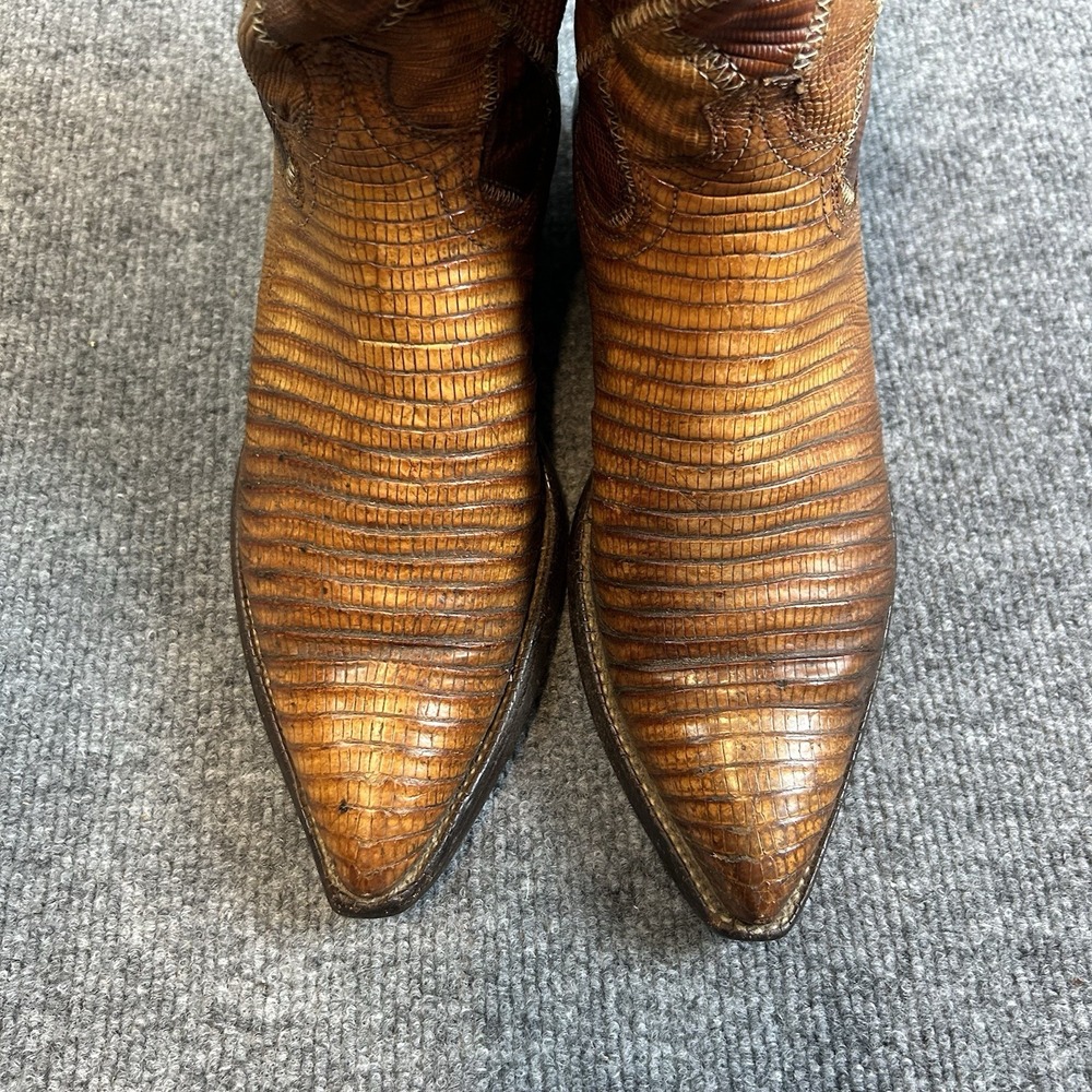 Justin 5995 C Vintage Two Tone Brown Lizard Patchwork Western Cowboy Boots 7.5D - Picture 3 of 10